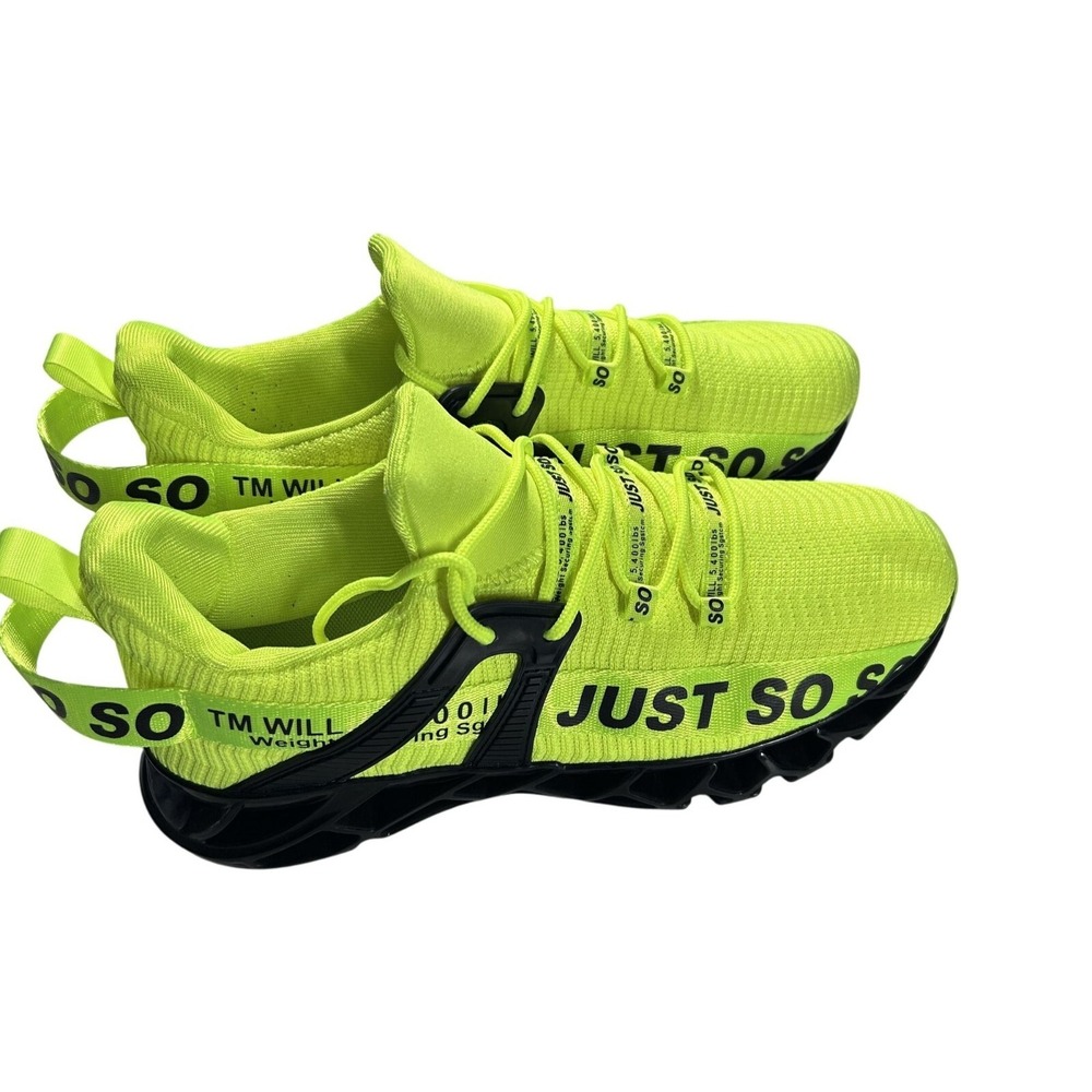 Just So So‎ Mens Neon Yellow Volt Mesh Blade Running Sneakers Size 44 US 10.5